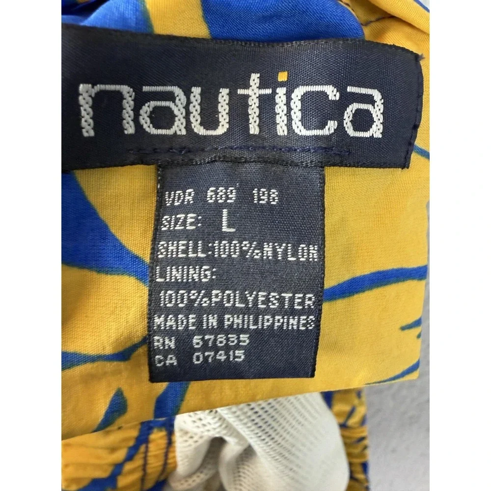 Nautica Swim Trunks Mens Large Blue Yellow Floral Tropical Wakeboarding Men New